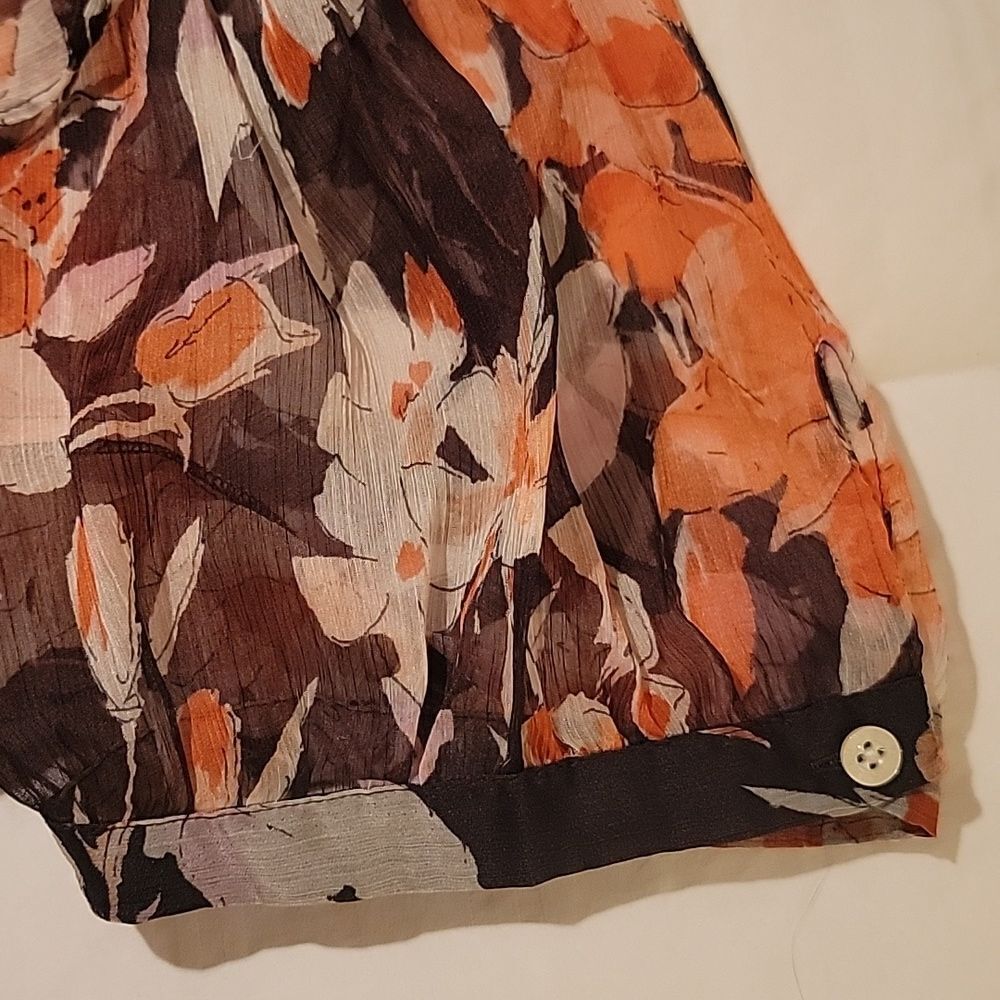 Ralph Lauren Floral Ruffle Blouse - Orange and Black Sz 12 - Picture 7 of 7